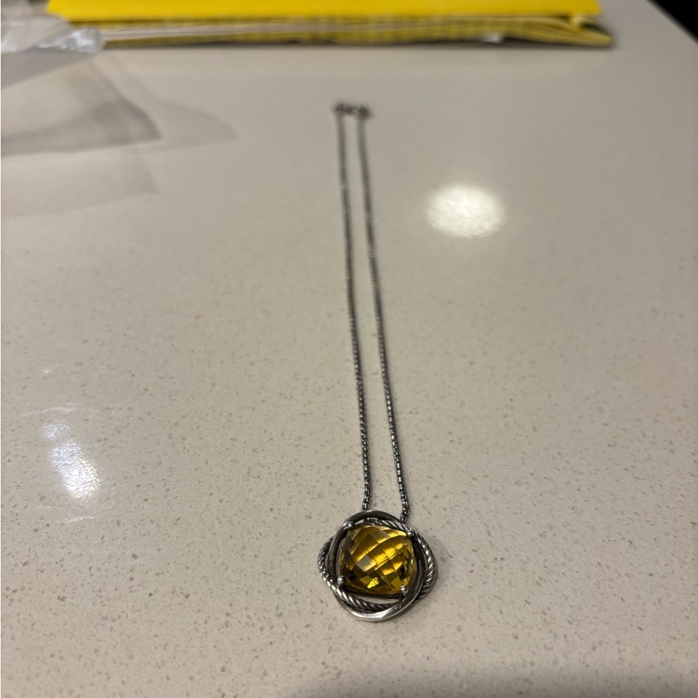David Yurman Infinity Citrine Pendant and Silver Necklace
